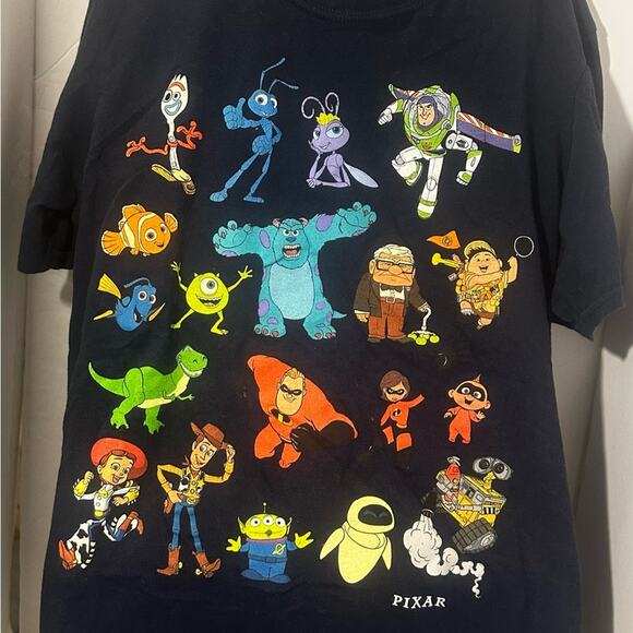 DISNEY PIXAR All Characters Colorful-BLACK Tee Shirt Medium EUC - Picture 9 of 9